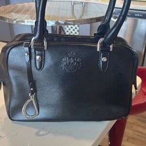 Black Structured Leather Satchel Bag